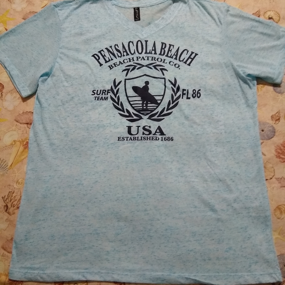 NEW. Blue Pensacola Beach Tee (XL) runs smaller more like (L)